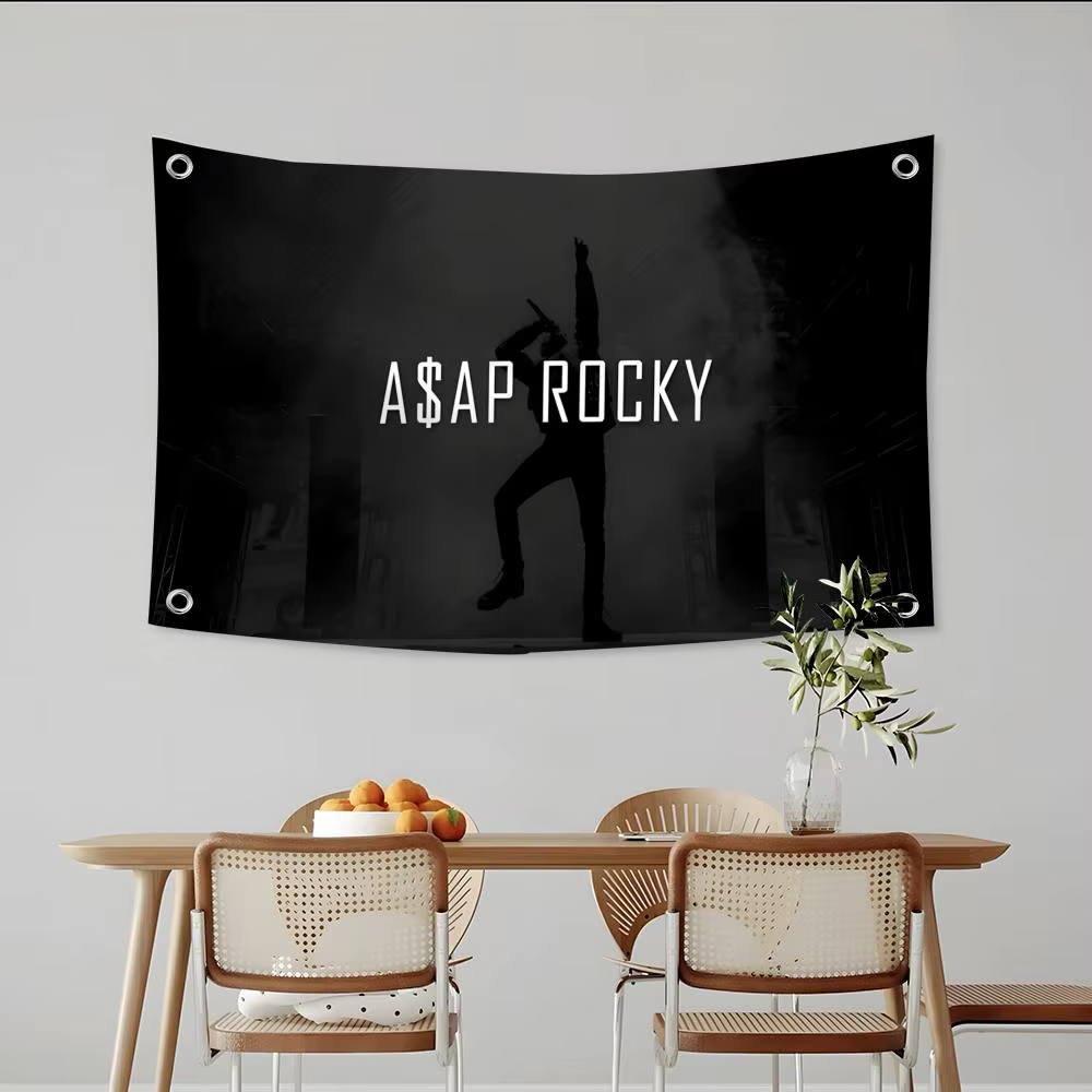 ASAP R-Rocky Rapper Singer Flags Toiles murales personnalisées pour camping, extérieur, jardin, déco