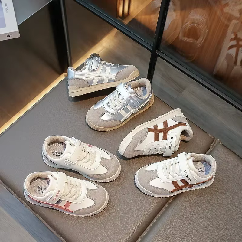 Chaussures de sport pour enfants, colorées, avec coutures, fermeture auto-agrippante, bout rond, sem