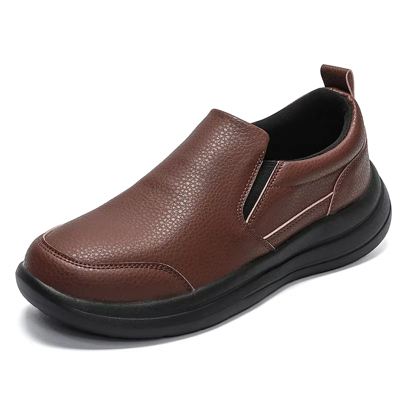Baskets confortables en cuir à enfiler pour hommes, chaussures de marche de sport décontractées, imp