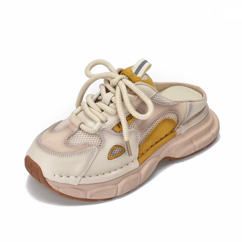 Koznoy 4 cm Air Mesh synthétique en cuir véritable mocassins vulcaniser été plate-forme baskets haut