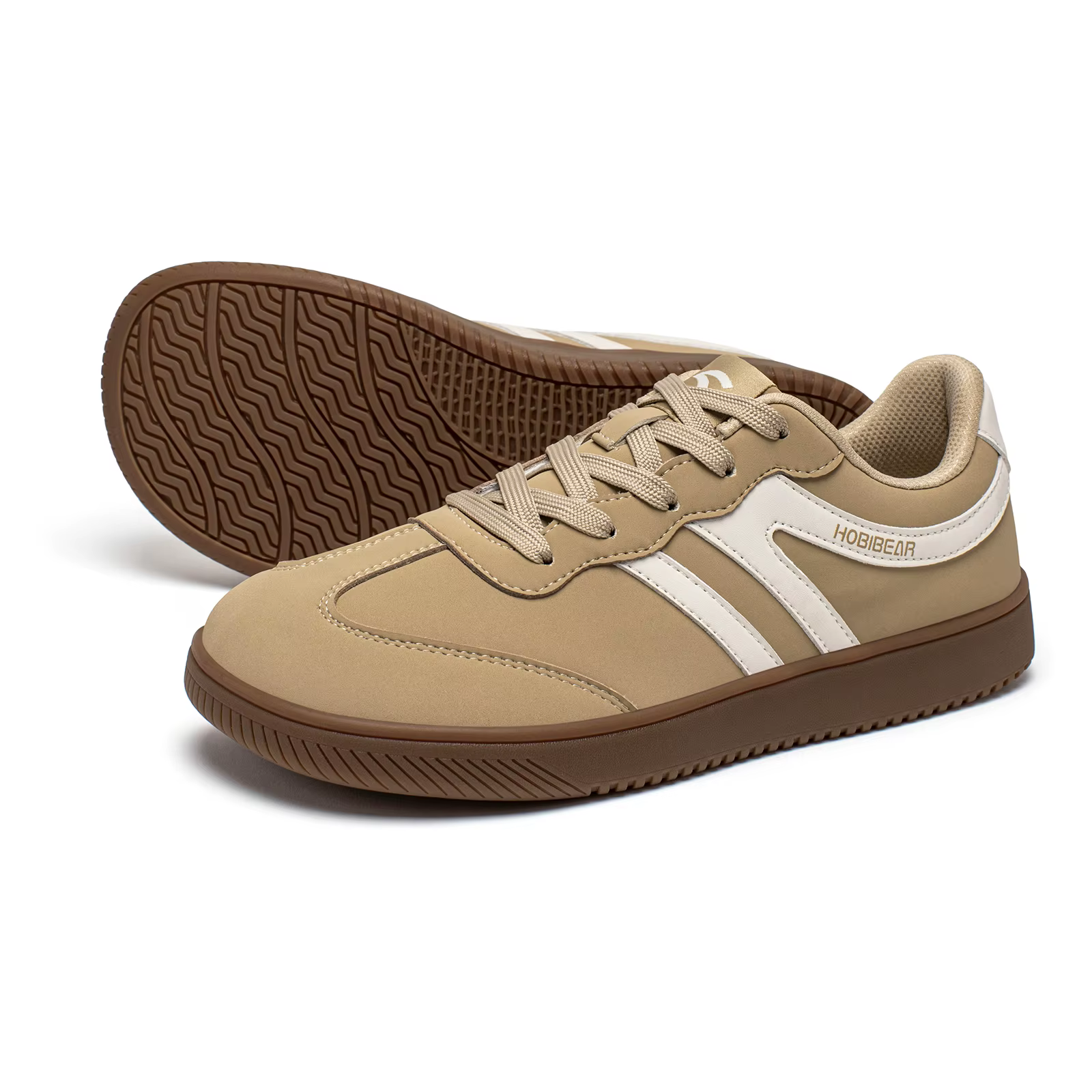 HOBIBEAR chaussures à bout large unisexe baskets en cuir artificiel décontracté à lacets chaussures