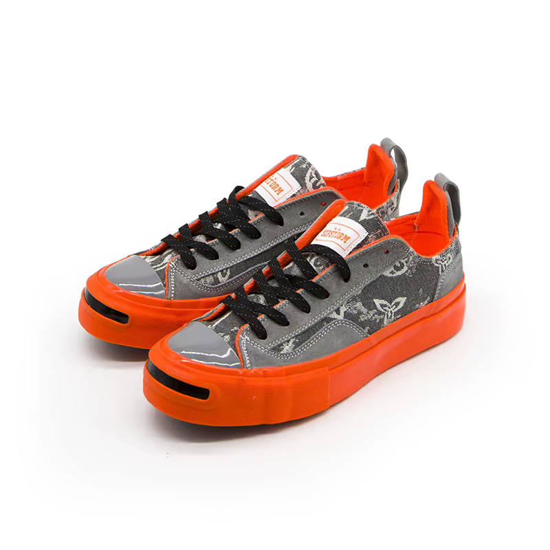 Chaussures de sport décontractées unisexes surdimensionnées gris et orange contrastées, style Guocha