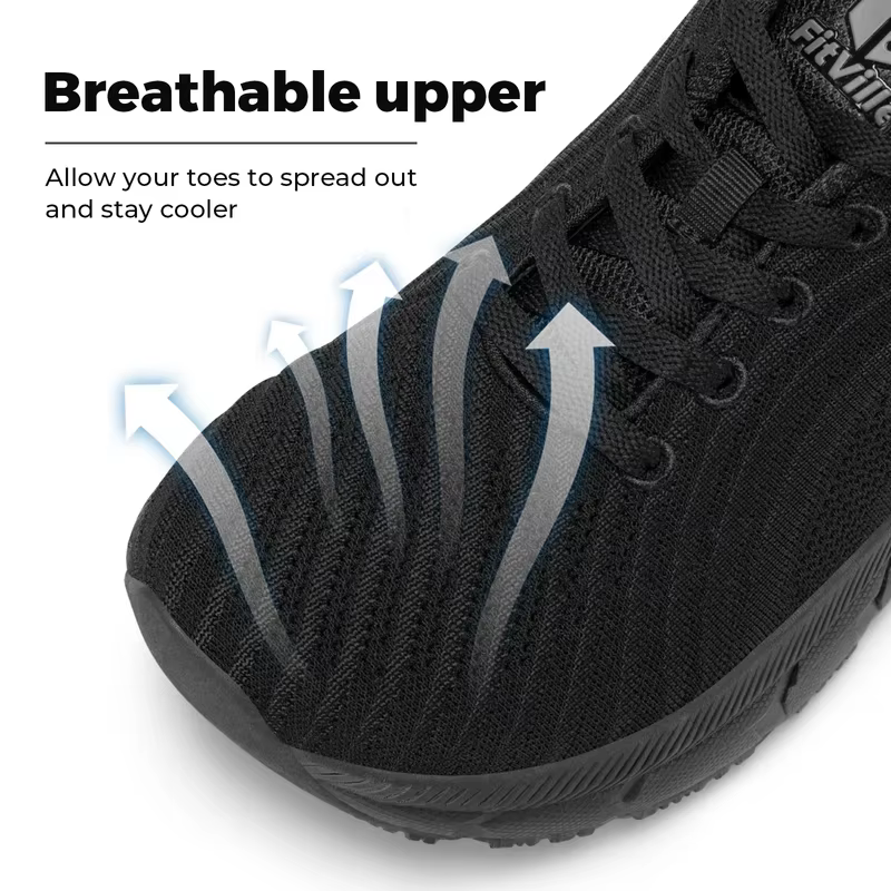 FitVille – chaussures à bout large pour hommes, chaussures de course rembourrées, très larges, antid
