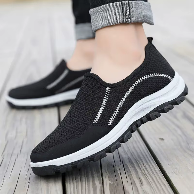 Chaussures de sport à enfiler pour hommes, chaussures décontractées polyvalentes et respirantes à la