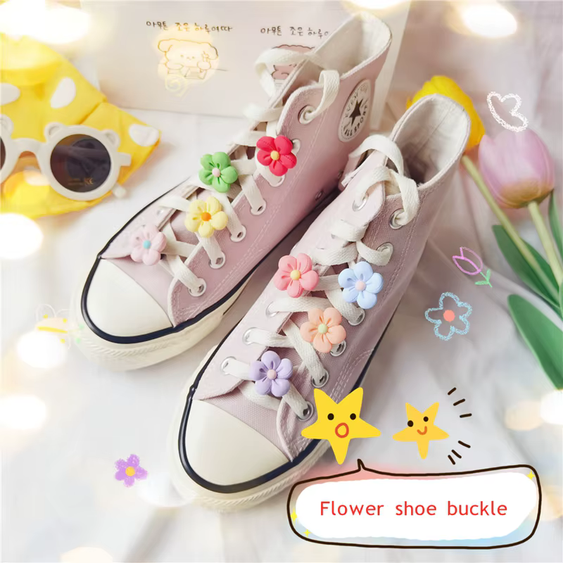 Mode 1 PC lacets pour chaussures décorations lacet fleurs boucle Clip Tennis basket-ball baskets acc