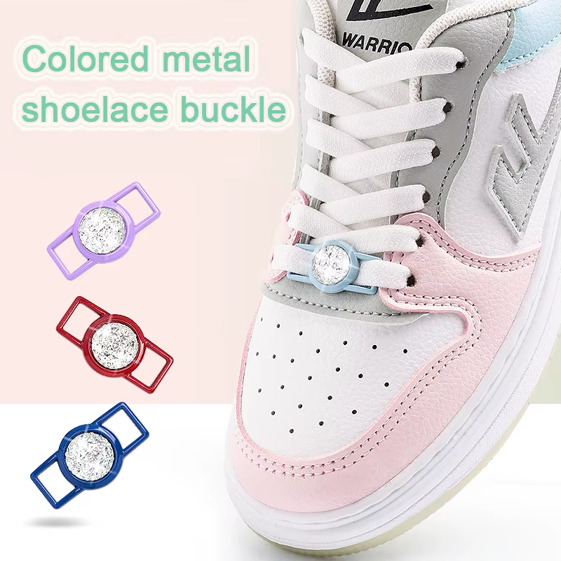 Luxueux pierres précieuses diamant lacets décoratifs boucle en métal chaussures breloques couleur la