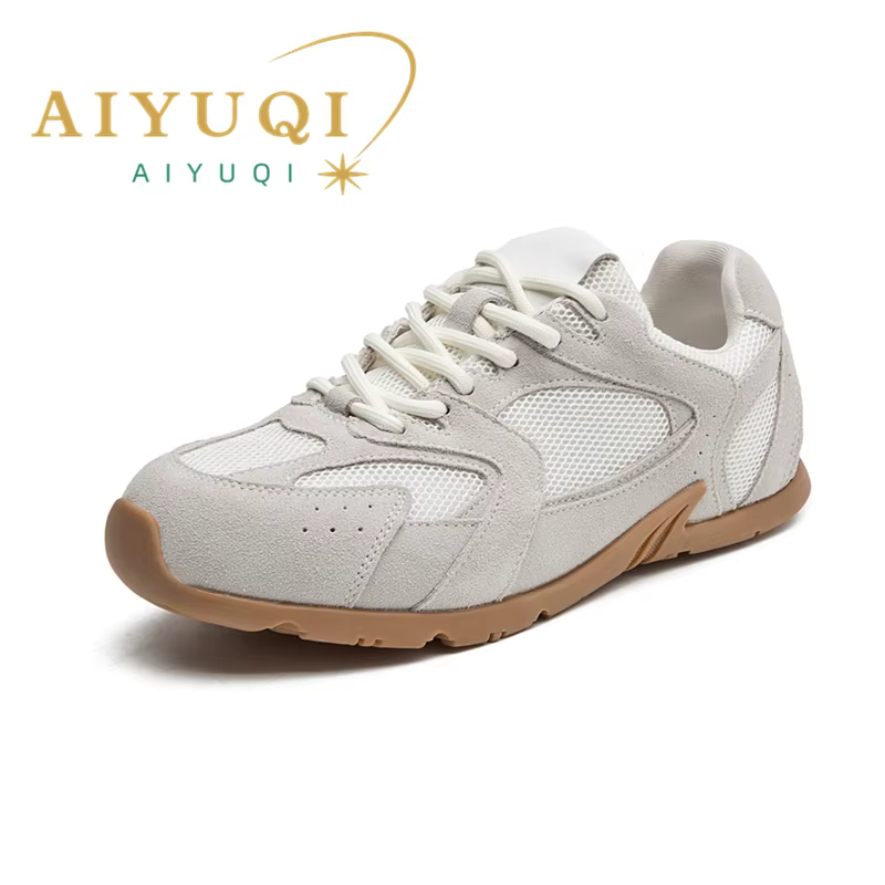 Baskets pour femmes Printemps-Été 2026 Nouveauté en cuir véritable Rétro Tendance Décontractées Plat