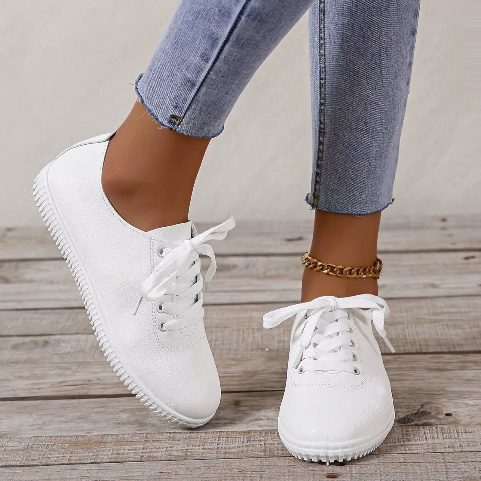 Chaussures Canisées Décontractées pour Femme, à Lacets, Rondes, Basses, Antidérapantes, Semelle Soup