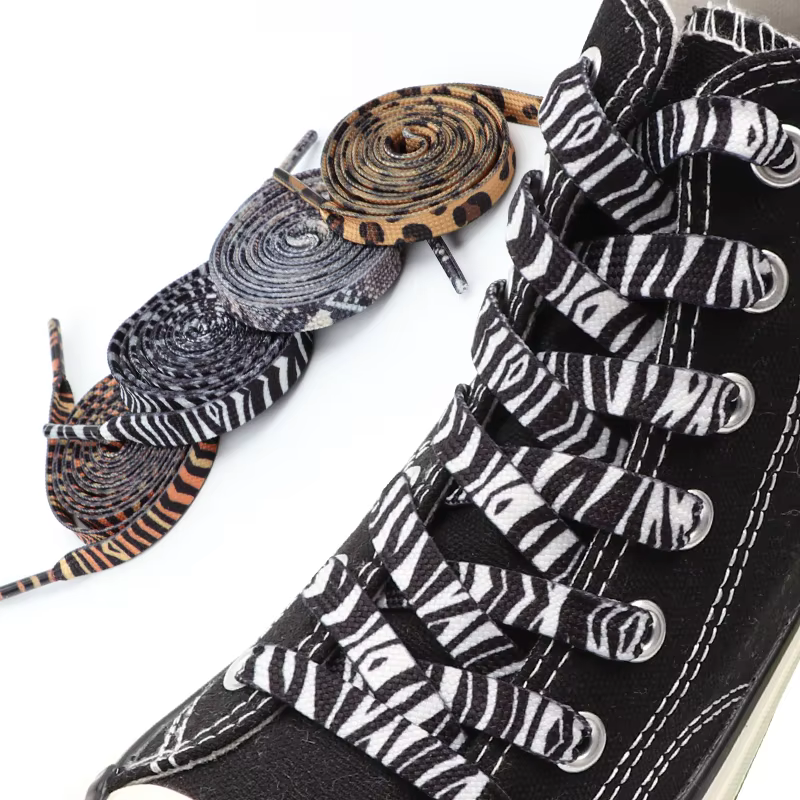 Lacets plats classiques pour baskets imprimé Animal léopard zèbre serpent lacets créatifs unisexe dé