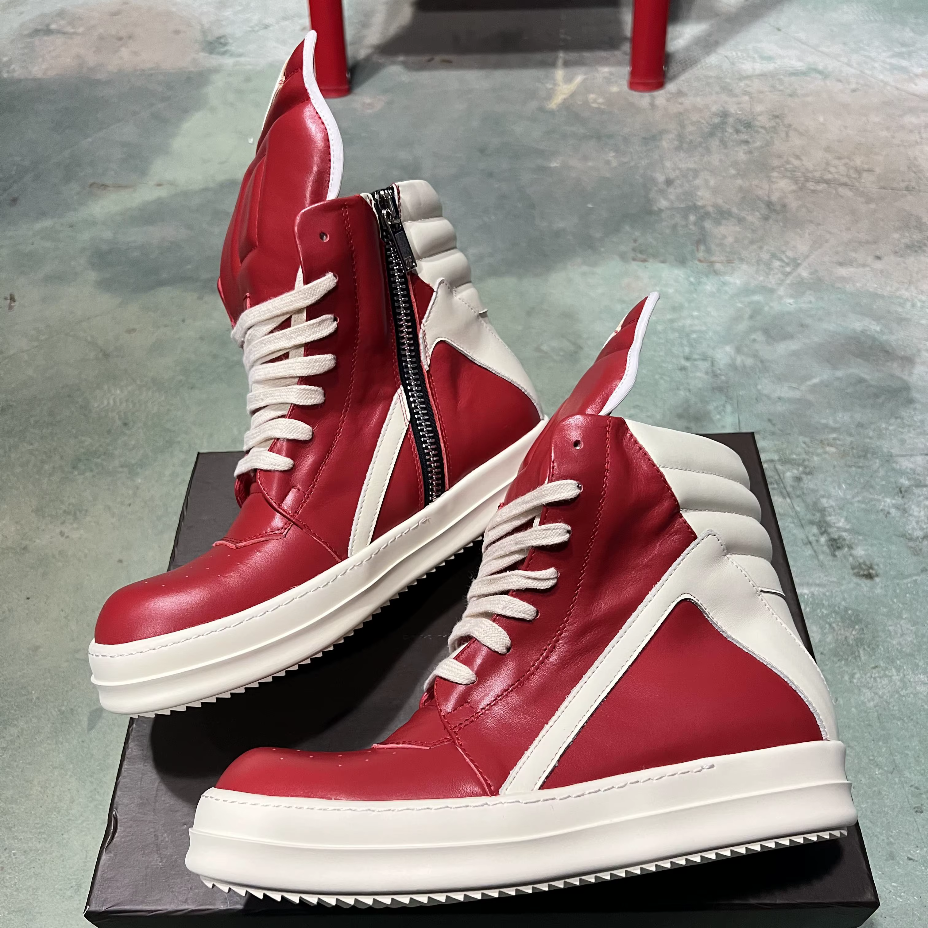 Marque hommes chaussure décontracté haut femmes Sneaker à lacets bottine Geobasket cuir fermeture éc