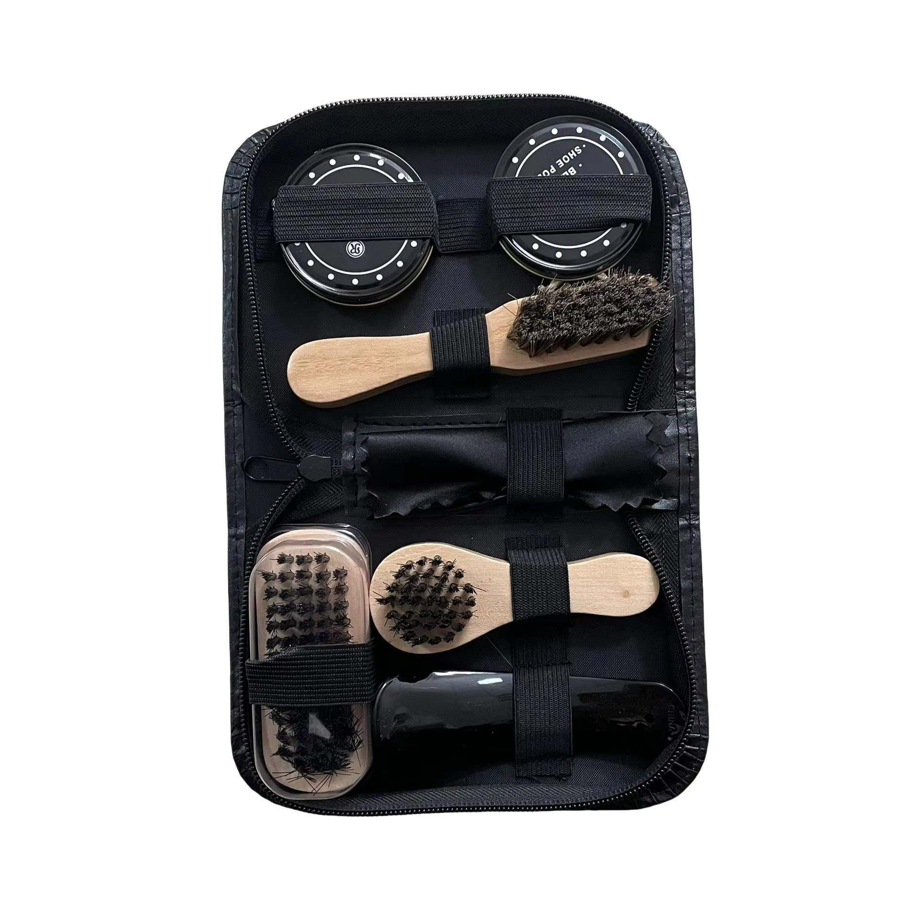 Kit de soins pour chaussures, 8 pièces, ensemble de brosses à vernis noir et Transparent, ensemble d