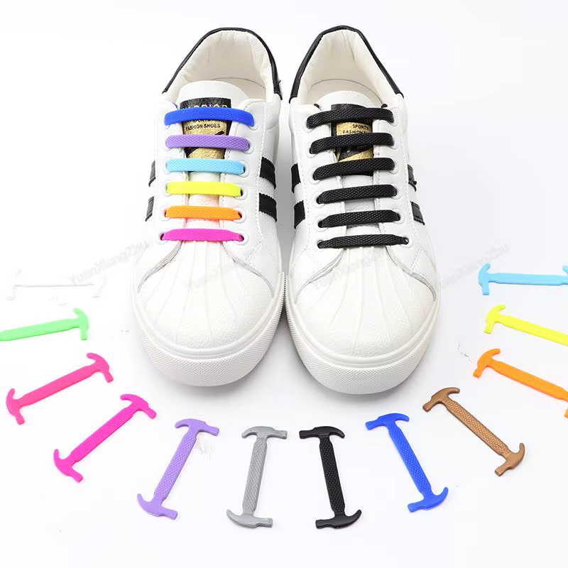 Lacets en Silicone pour chaussures, lacets élastiques pour chaussures, baskets en caoutchouc pour en