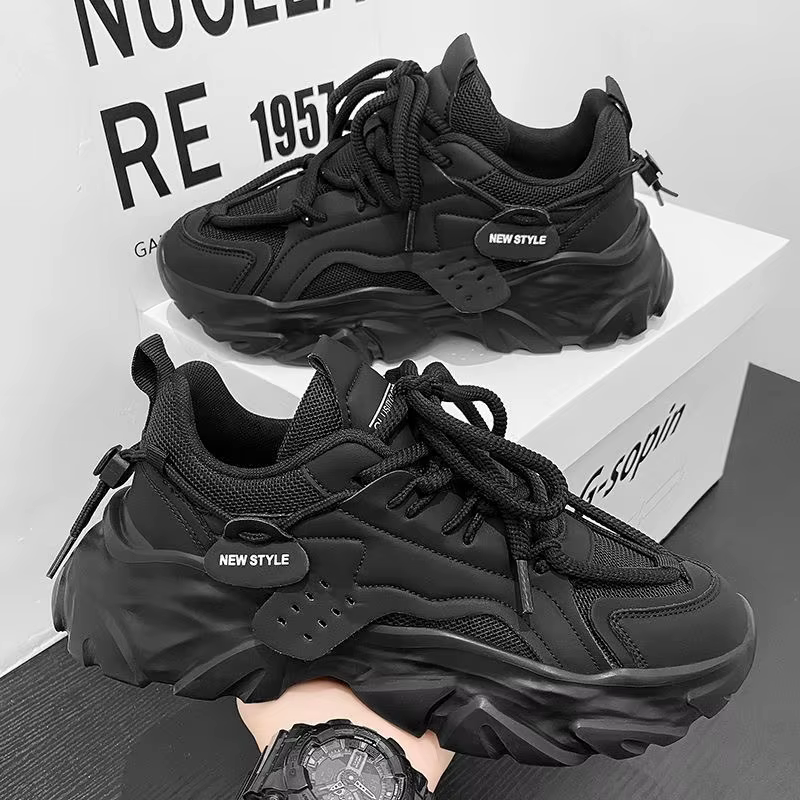 Chaussures pour hommes, baskets décontractées respirantes à semelles épaisses, pour la course en ple