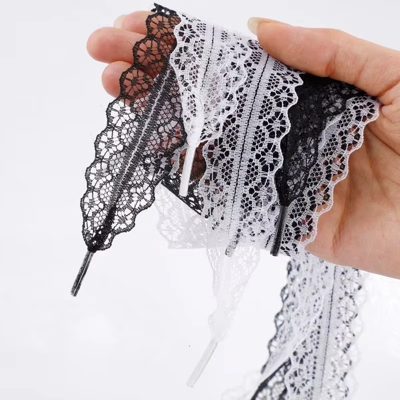 InjLace-Lacets Plats pour Chaussures Décontractées, Corde Blanche et Noire, Accessoires, Largeur 2.9