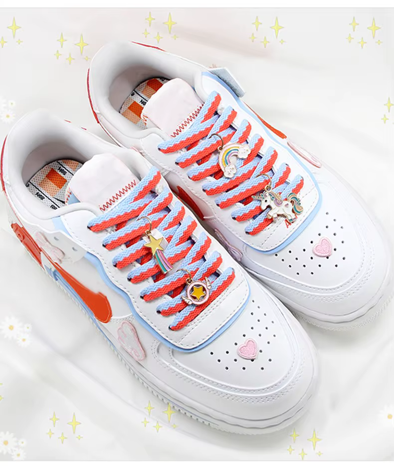 1 paire de lacets de couture de couleur plate pour baskets Macaron lacets de chaussure tissés creux 
