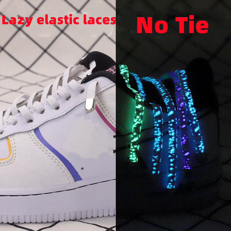 Réflexion lumineuse sans cravate lacets de chaussures lacets élastiques baskets d'extérieur sécurité