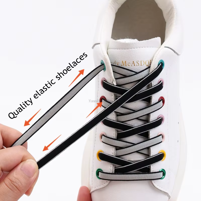Verrou magnétique sans cravate lacets de chaussures lacets élastiques Double couleur baskets pour la