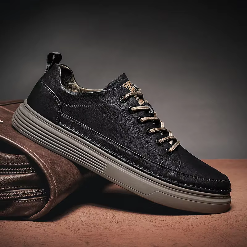 Automne noir baskets hommes mode à lacets plat chaussures de Sport décontractées tout-match en plein
