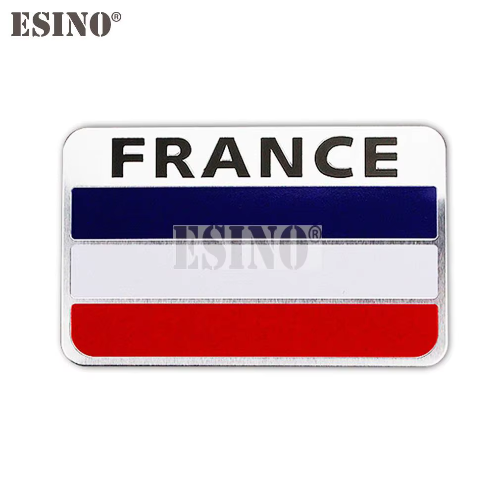 Drapeau National de la France 3D en métal chromé en alliage d'aluminium, emblème décoratif, Badge ad