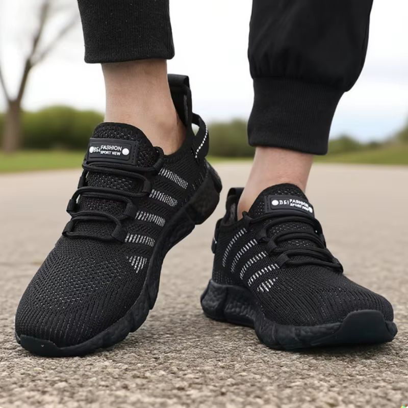 Chaussures de course pour hommes léger à semelles souples maille respirant à lacets chaussures décon