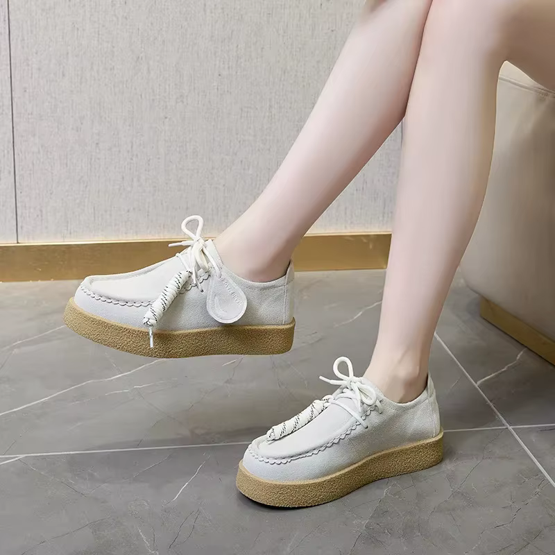 Couples fond épais plate-forme kangourou chaussures bout rond à lacets chaussures plates Style brita