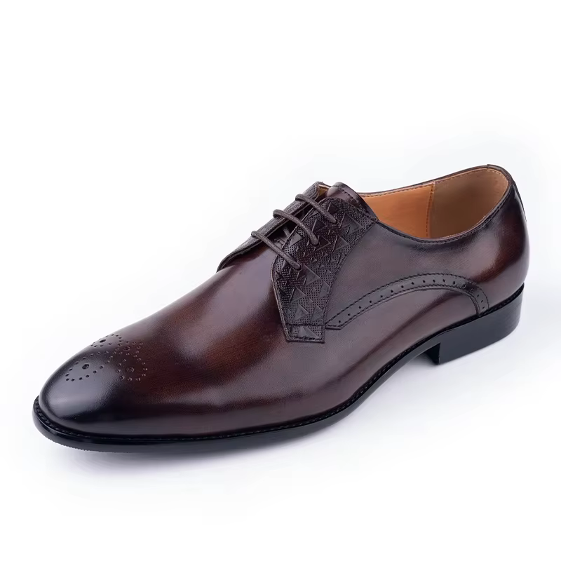 Chaussures en cuir de luxe pour hommes, cuir véritable, robe élégante, chaussure formelle Derby, déc
