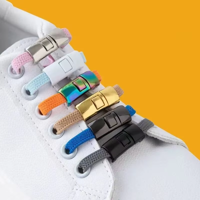 NOUVEAUX lacets de verrouillage à pression sans attaches lacets élastiques Sneaker 8MM élargi plat s