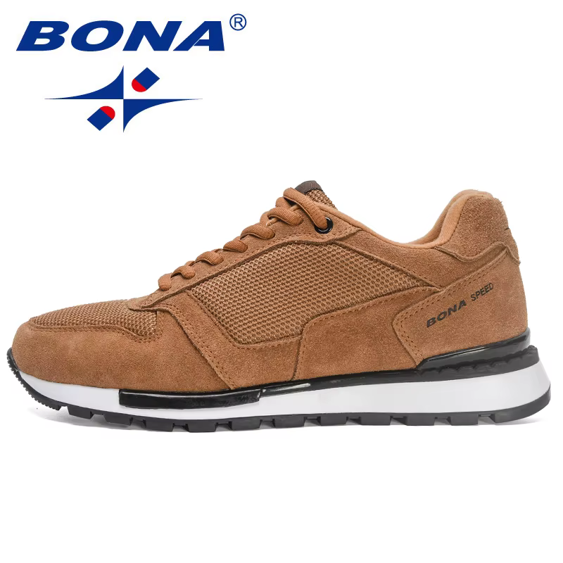 BONA-Chaussures de marche en daim pour hommes, baskets d'extérieur confortables, décontractées, de n