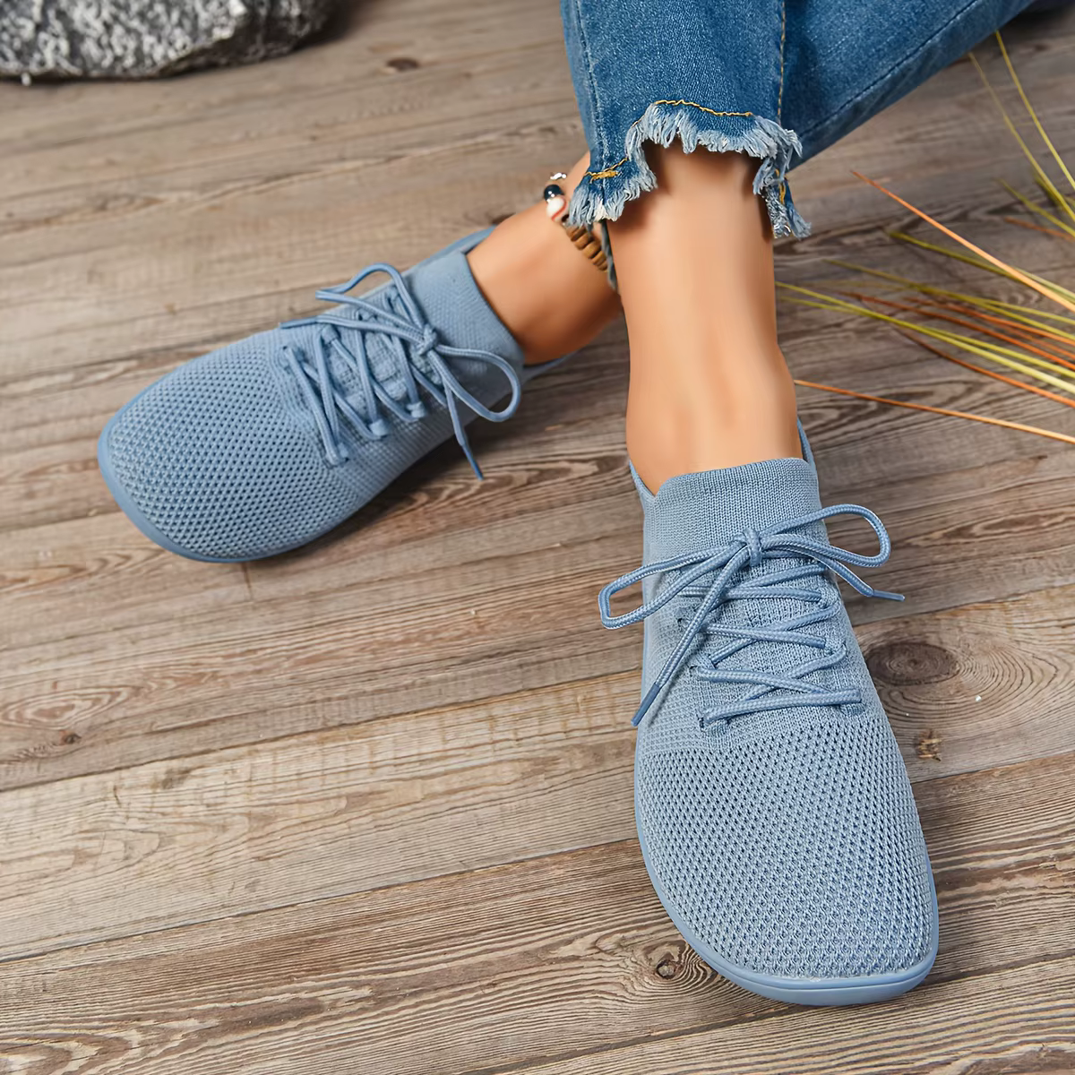 Baskets larges pour femmes chaussures plates minimaliste respirant large largeur baskets maille pied