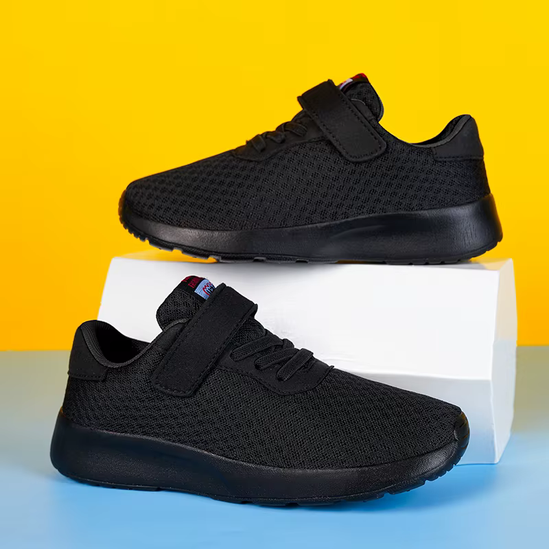 Chaussures de Course Légères et Respirantes pour Garçon et Fille, Baskets de dehors en Maille Noire,