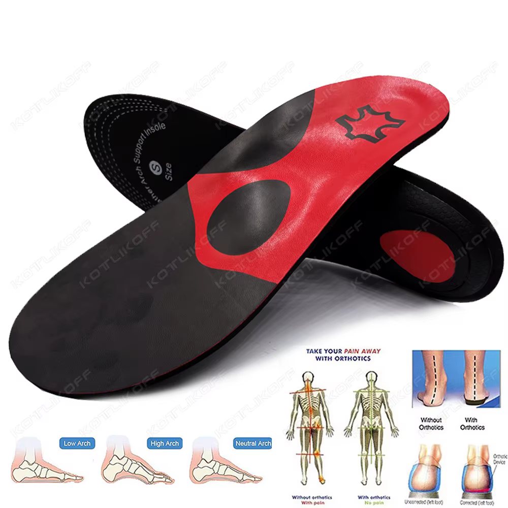 Semelle intérieure en cuir PU Orth4WD, support d'arc orthopédique, inserts, pied plat, coussin de ch