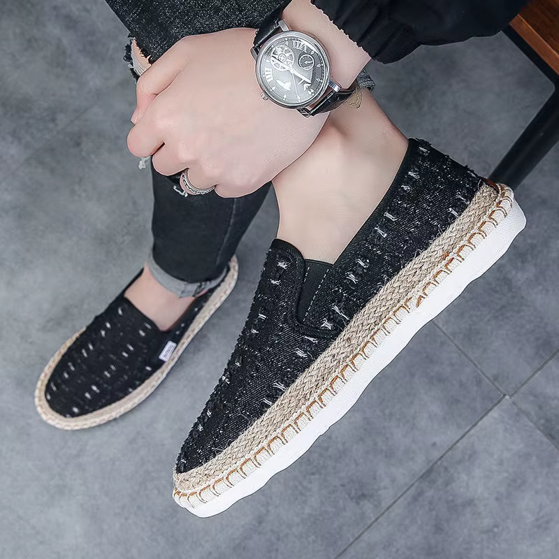 2026 mocassin masculin respirant chaussures en toile décontractées semelle intérieure en chanvre cha