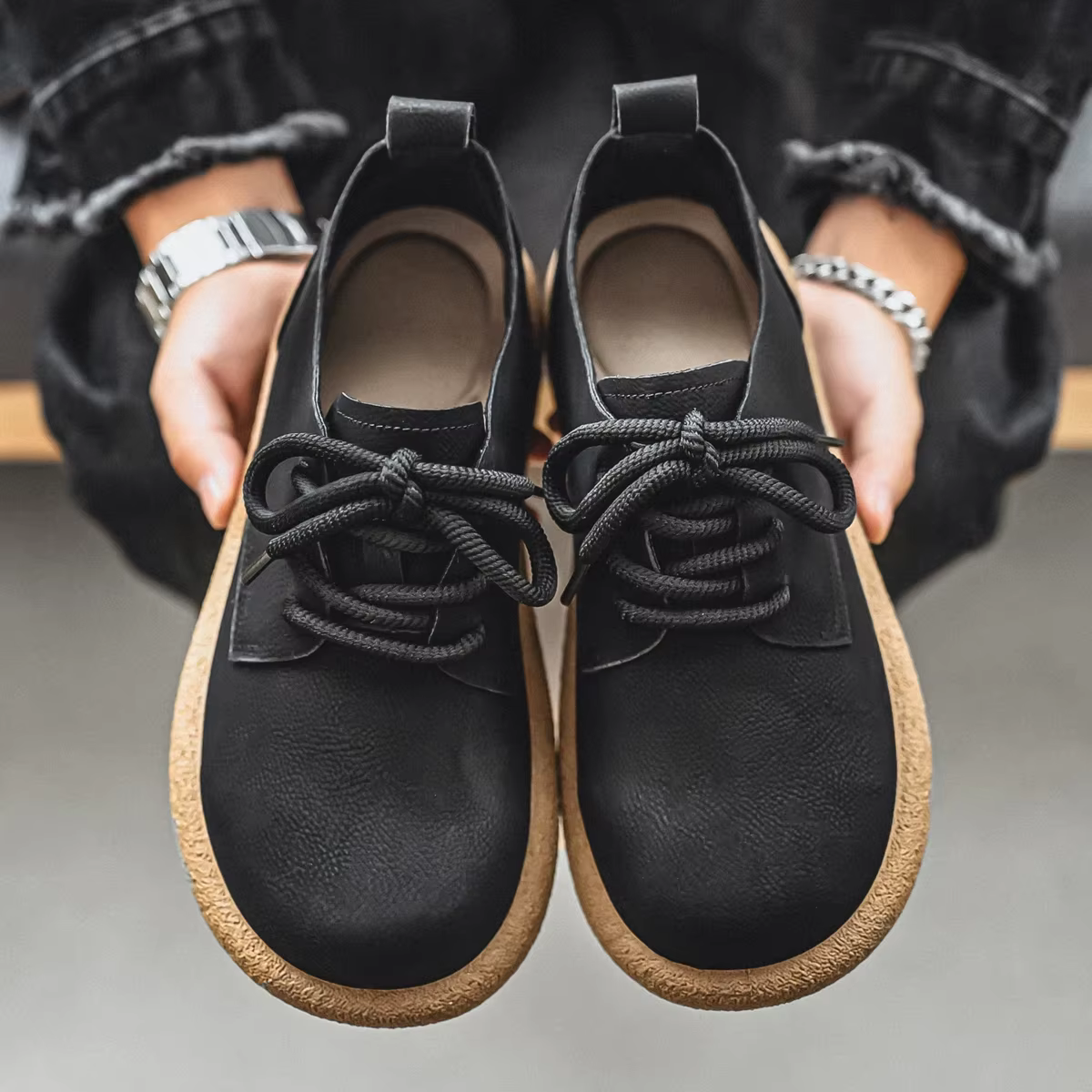 Chaussures pour hommes 2025 automne nouveau rétro à lacets chaussures en cuir Style britannique coup