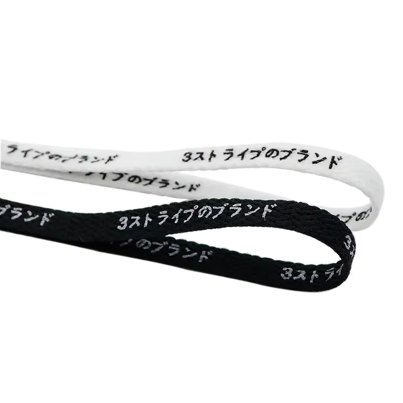 Coolstring 8mm japonais noir blanc lettre impression lacets avec impression pour coureur toile chaus