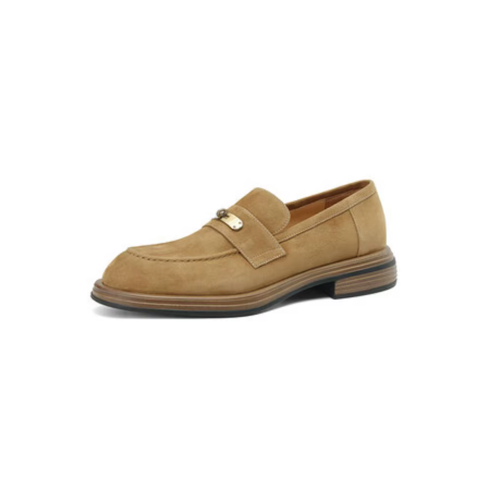 Femmes chaussures plates décontractées en peau de mouton été marron sans lacet mocassins daim cuir m