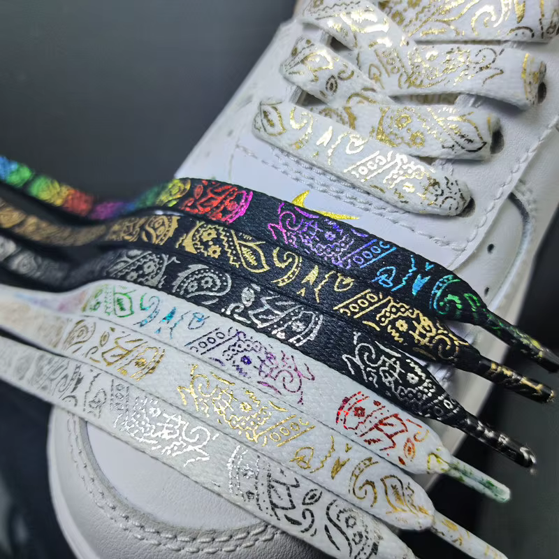 Dorure lacets de chaussures plats lacets de fleur de cajou pour baskets peint à la main sport décont