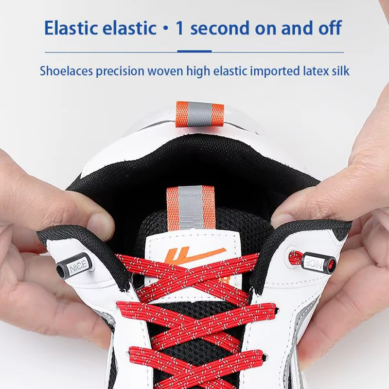 Lacets élastiques réfléchissants sans nœuds, pour chaussures de sport, plates, pour enfants et adult