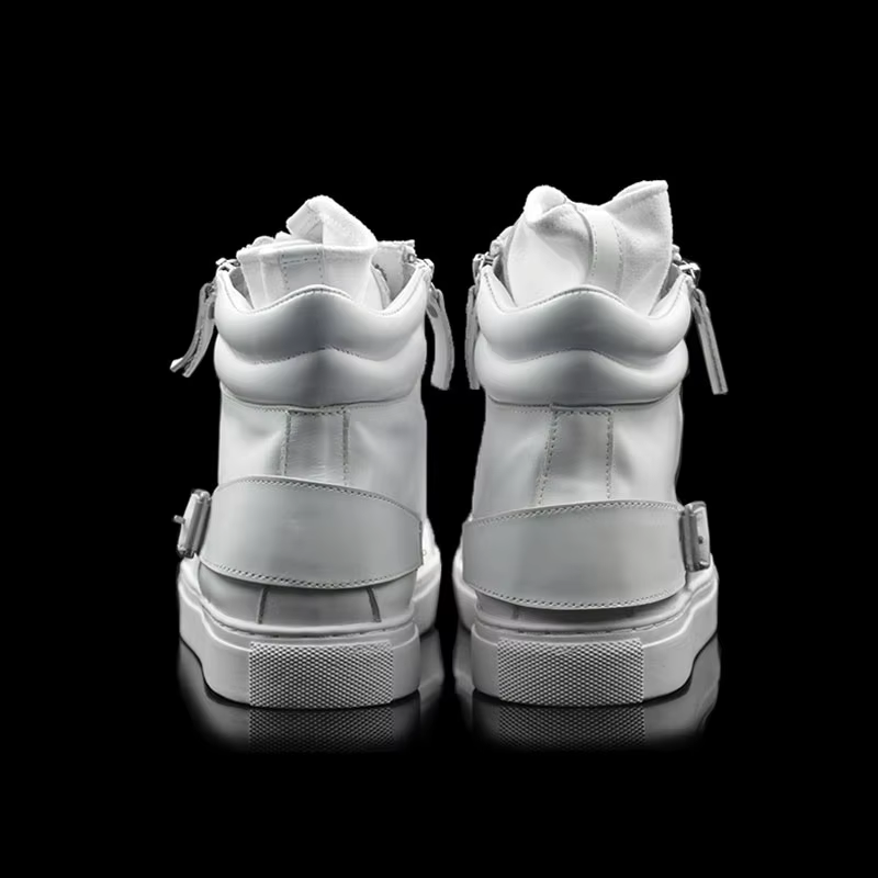 Printemps nouveaux hommes en cuir à semelles épaisses à la mode et à la mode blanc chaussures décont