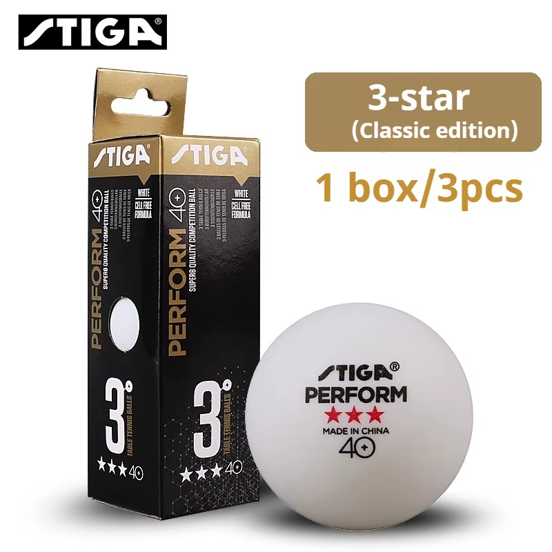 STIGA – balles de tennis de table 3 étoiles 40+, avec ABS à coutures, nouveau matériau durable, ball