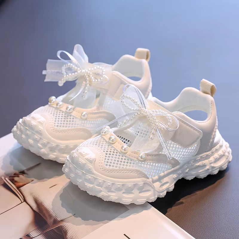 Baotou – sandales princesse pour filles, chaussures à maille unique avec perles étrangères, baskets 