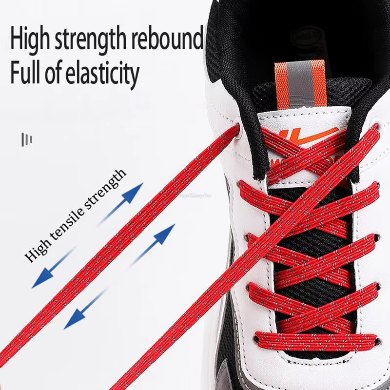 Lacets élastiques réfléchissants sans nœuds, pour chaussures de sport, plates, pour enfants et adult