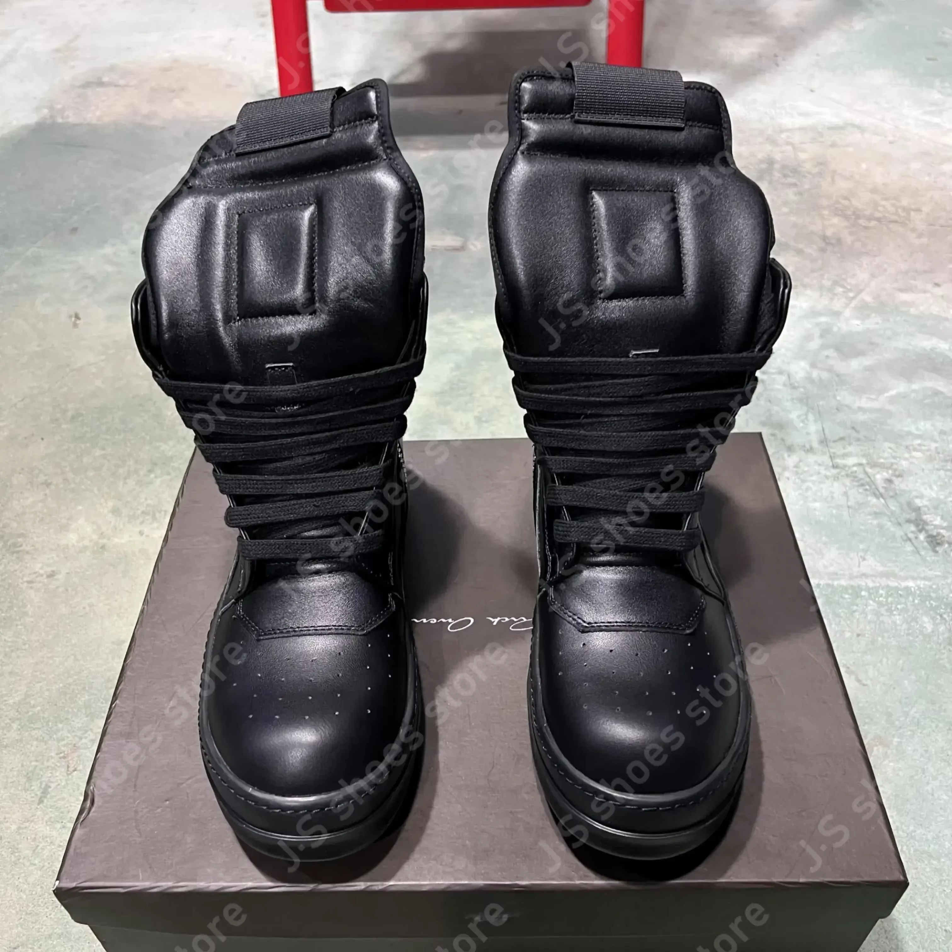 R-o baskets classiques en cuir noir chaussure haute botte noire en peau de vache hommes Sneaker ferm
