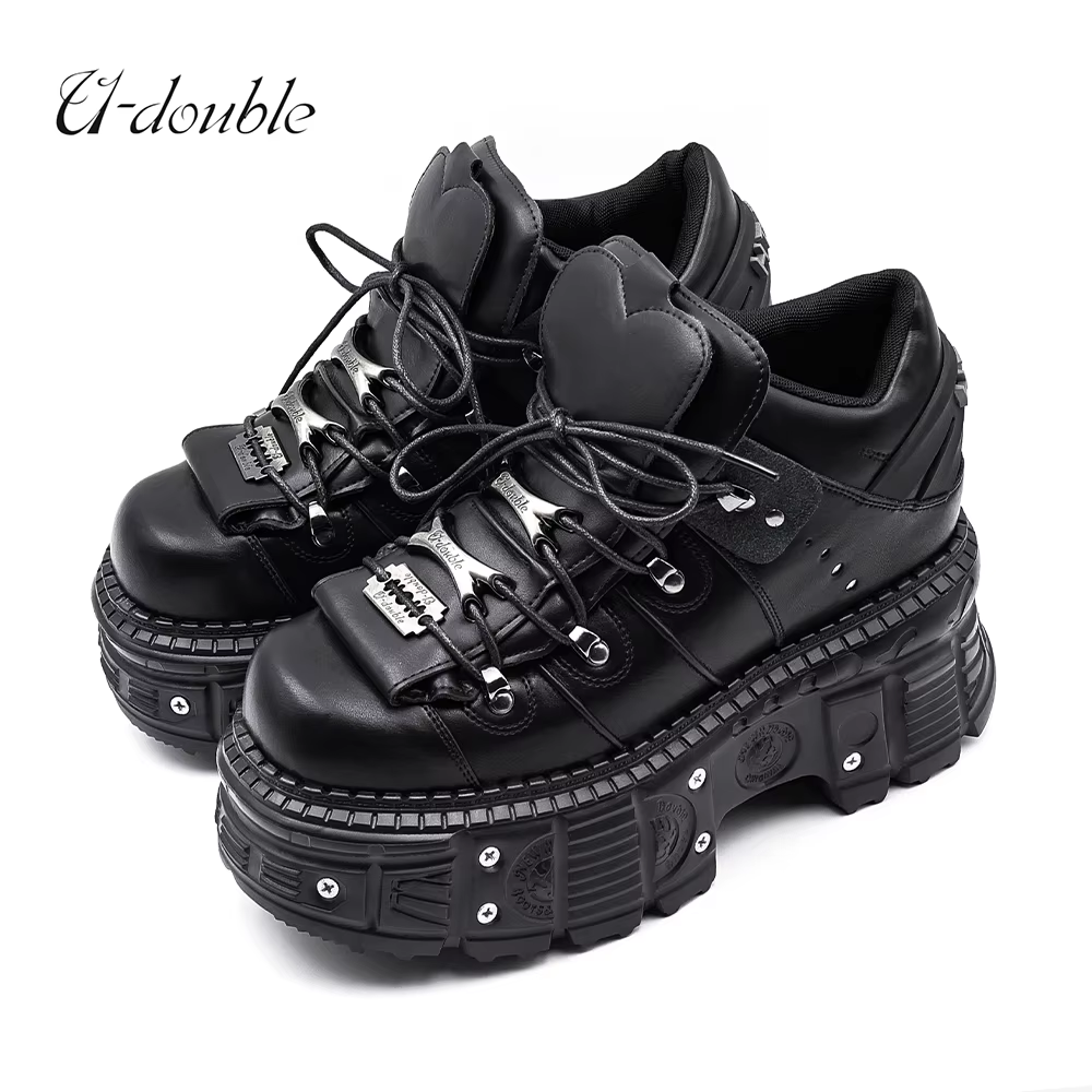 2026 nouveau Style Punk femmes chaussures à lacets talon hauteur 6CM plate-forme chaussures femme go
