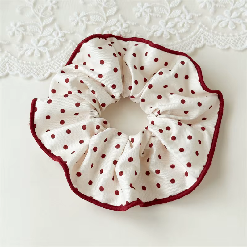 Série rouge à pois motif à carreaux nœud à volants bandeau de cheveux haute Onytail élastique bandea
