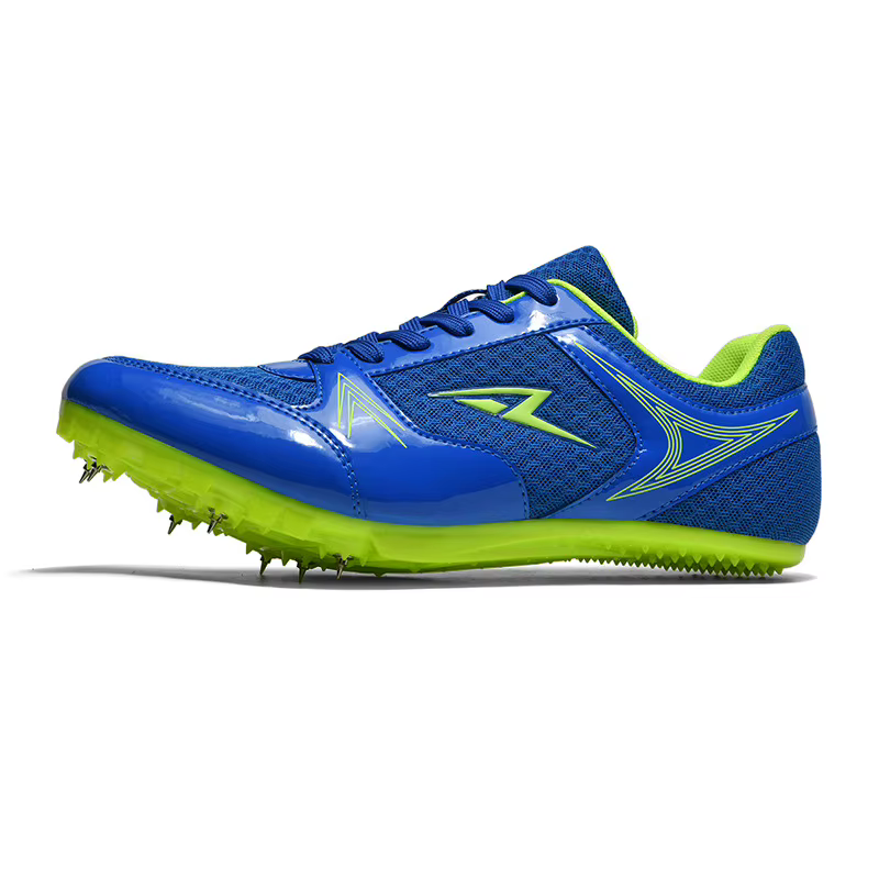 Chaussures de course sur piste bleues pour hommes et femmes, respirantes, pour l'été, avec pointes, 