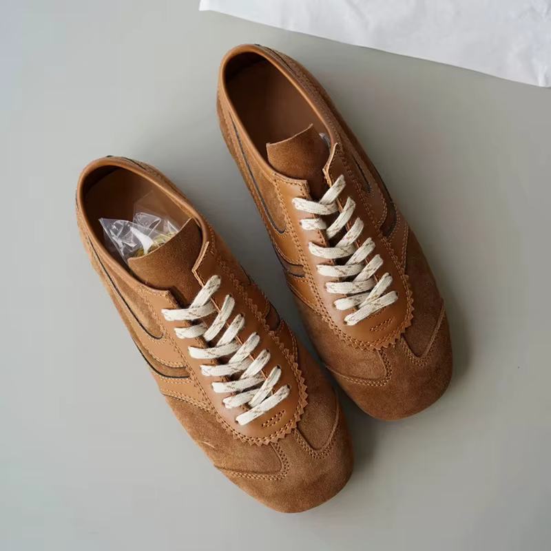Chaussures d'entraînement allemandes pour femmes en cuir véritable, baskets décontractées bicolores,