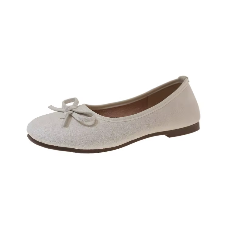 Chaussures plates de luxe 2026 à bout rond, couleur unie, avec nœud tendance, style Mary Jane, pour