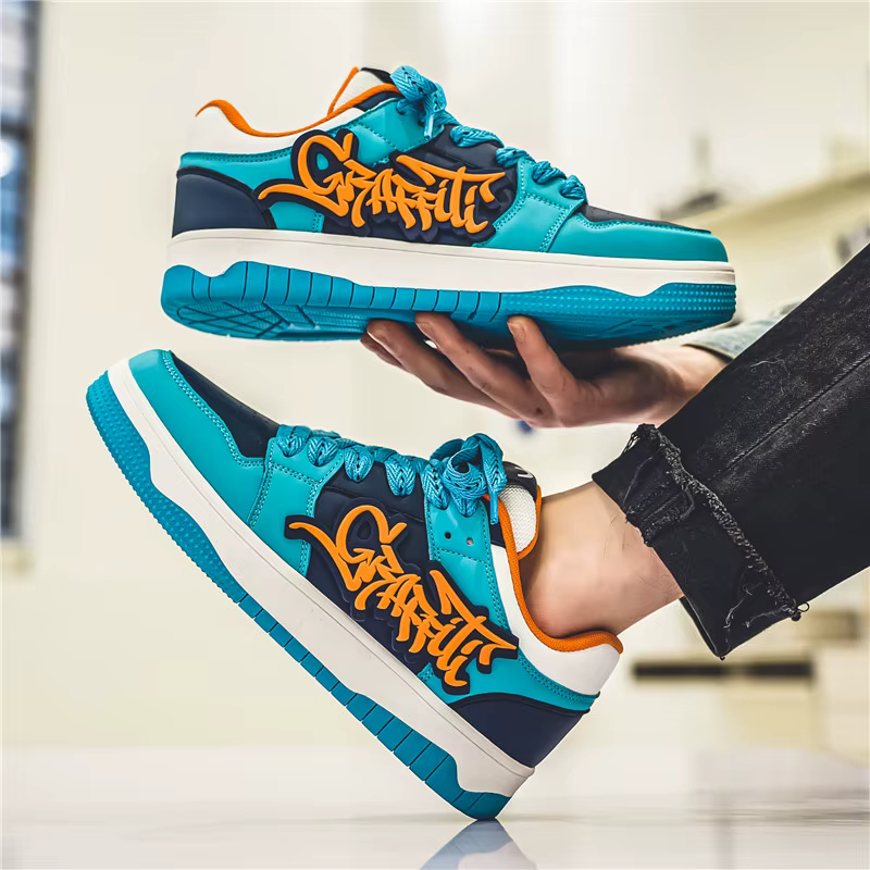 Mode bleu Designer Skateboard chaussures hommes Streetwear Hip hop baskets hommes luxe plate-forme S