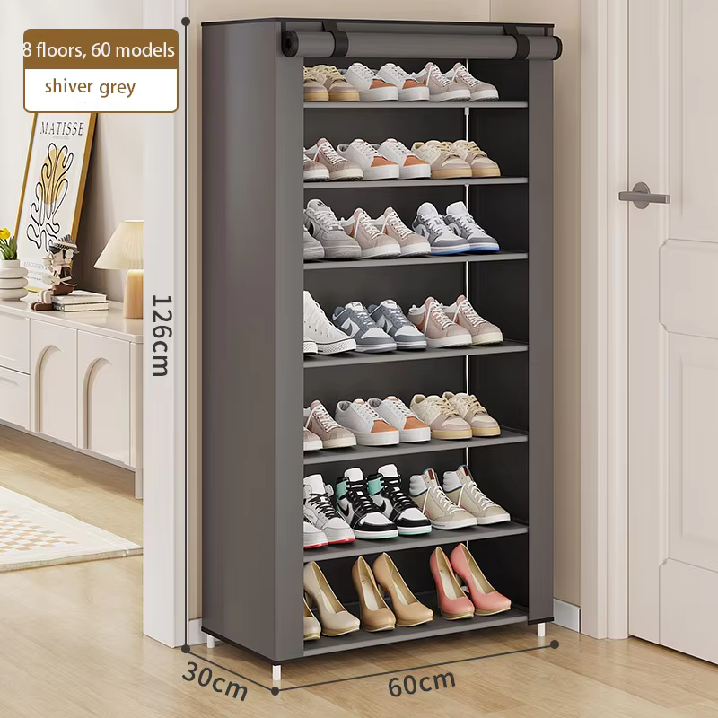Étagère à chaussures simple avec rangement anti-poussière, armoire à chaussures multi-niveaux, suppo