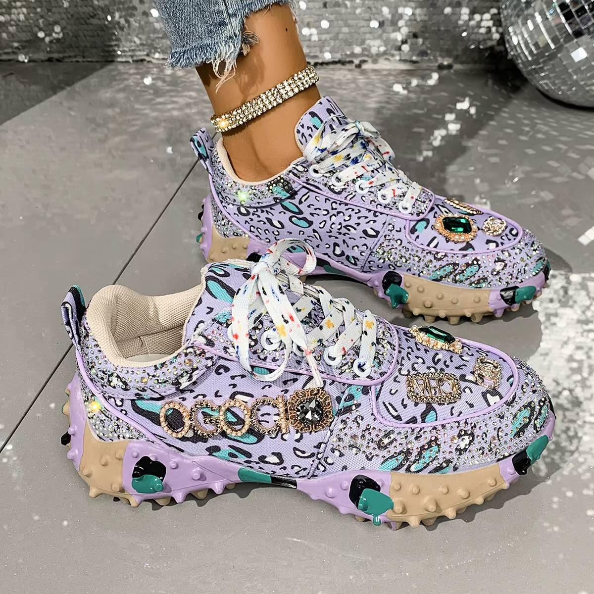 Femmes baskets chaussures de loisir à la mode strass luxe diamant chaussures femmes respirant Design